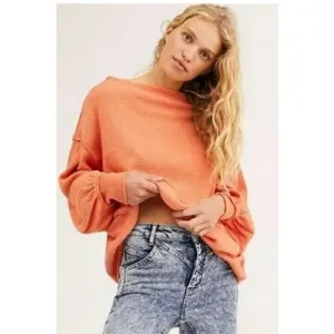 Free People Main Squeeze Hacci Balloon Sleeve Top