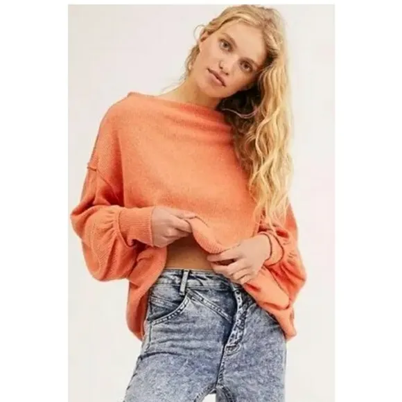 Free People Main Squeeze Hacci Balloon Sleeve Top