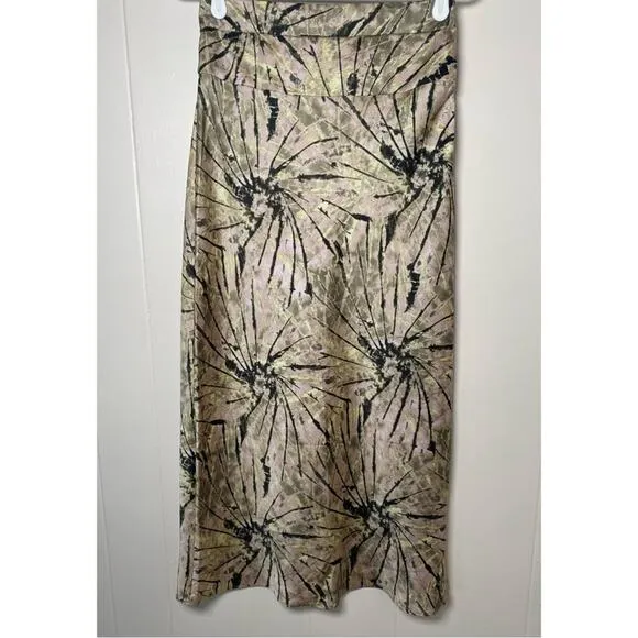Free People Normani Bias Printed Skirt in Magic Smoke Combo Size 2 Gently Used