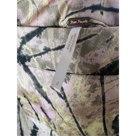 Free People Normani Bias Printed Skirt in Magic Smoke Combo Size 2 Gently Used
