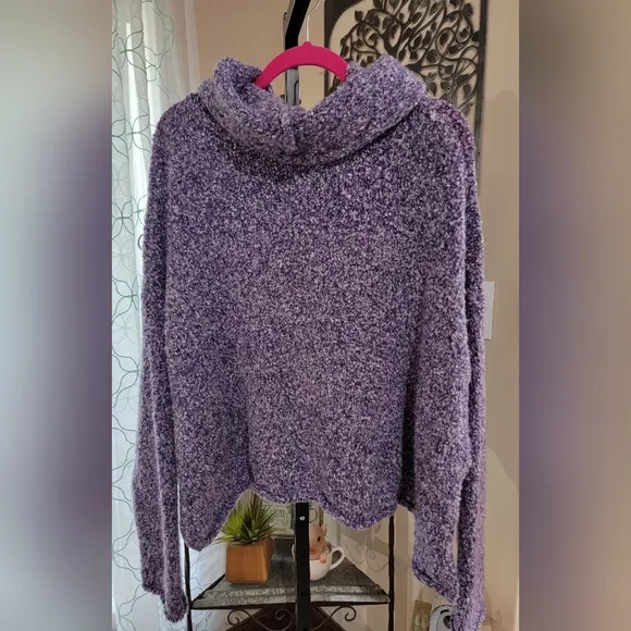 Free People Purple BFF Cowl Neck Sweater Women's Size Large NWOT