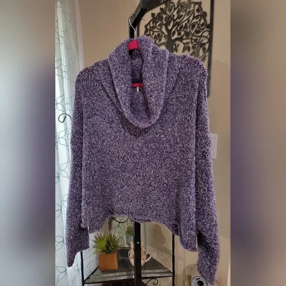 Free People Purple BFF Cowl Neck Sweater Women's Size Large NWOT