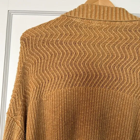 Free People Say Anything Yellow Cable Knit Cardigan Sweater Oversized  Medium