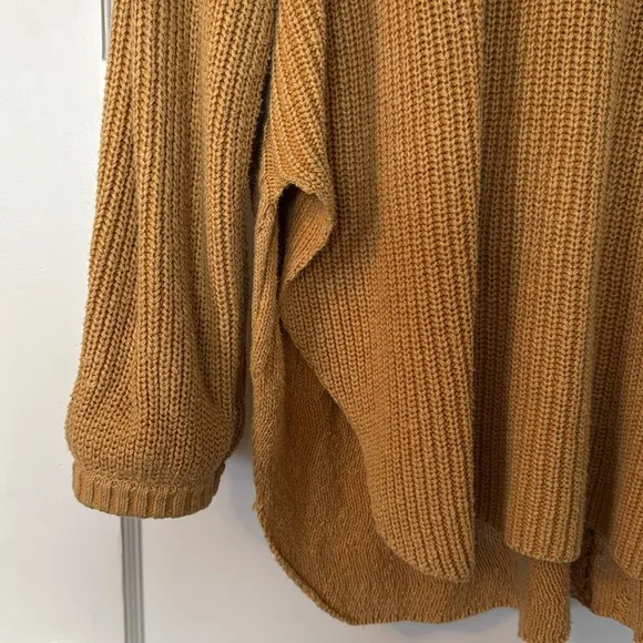 Free People Say Anything Yellow Cable Knit Cardigan Sweater Oversized  Medium