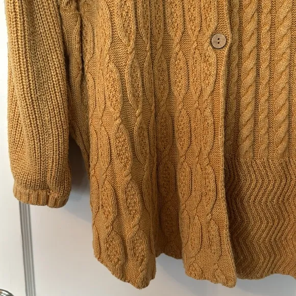 Free People Say Anything Yellow Cable Knit Cardigan Sweater Oversized  Medium