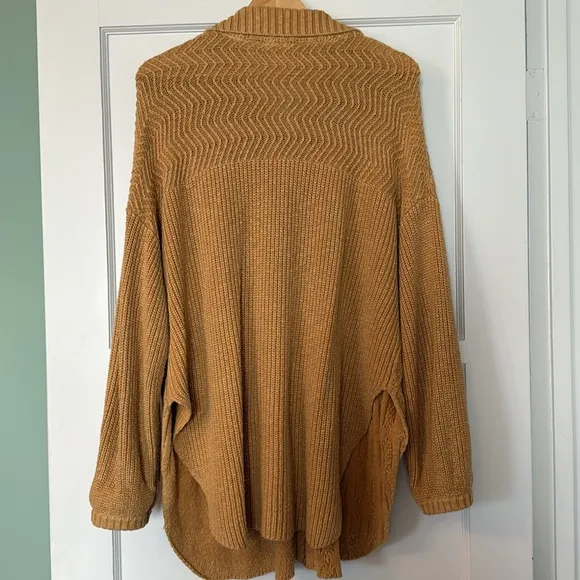 Free People Say Anything Yellow Cable Knit Cardigan Sweater Oversized  Medium