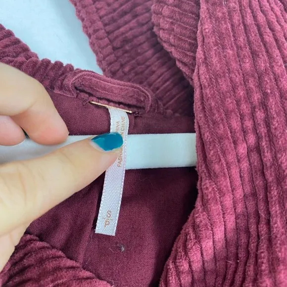 Free People Slouchy Corduroy Dolman Moto Cropped Jacket Burgundy Red Small
