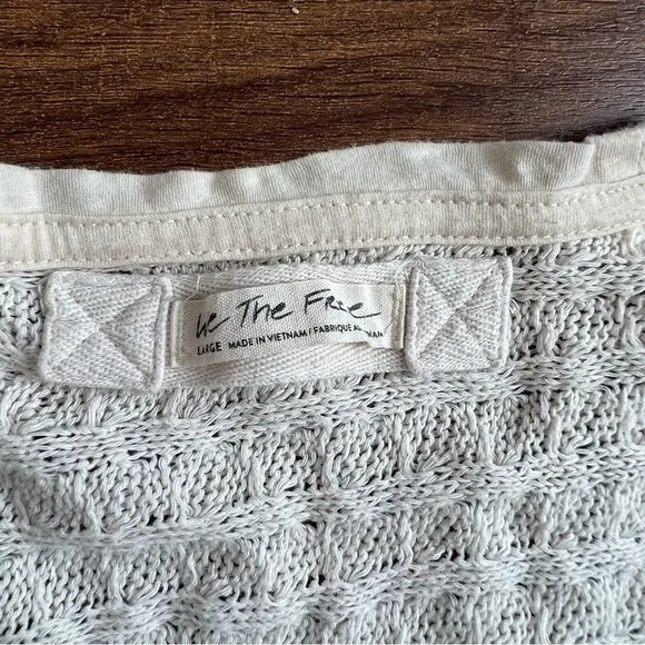 Free People Slouchy Knit Pullover Tunic Cream Sweater