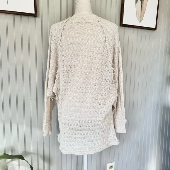 Free People Slouchy Knit Pullover Tunic Cream Sweater