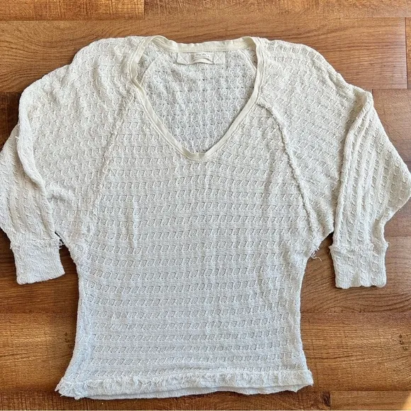 Free People Slouchy Knit Pullover Tunic Cream Sweater