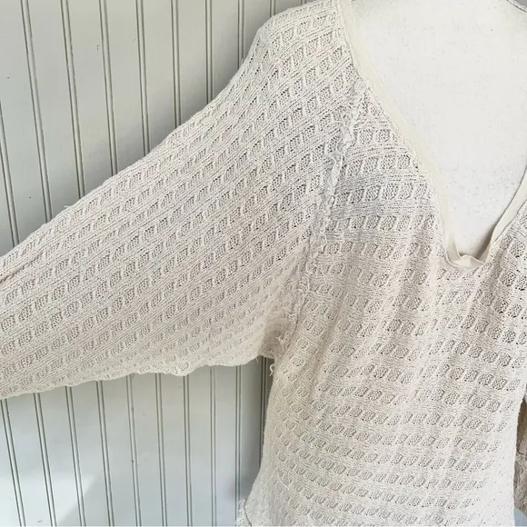 Free People Slouchy Knit Pullover Tunic Cream Sweater