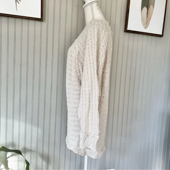 Free People Slouchy Knit Pullover Tunic Cream Sweater