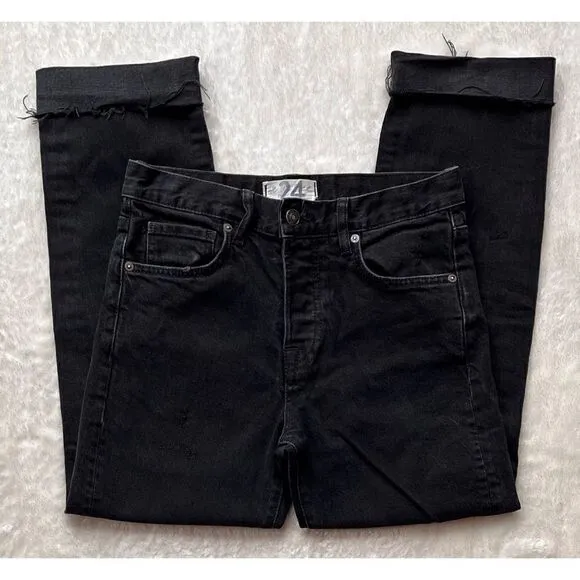 Free People × We The Free Bren Boyfriend Destroyed Jean in Black Magic, Size 24