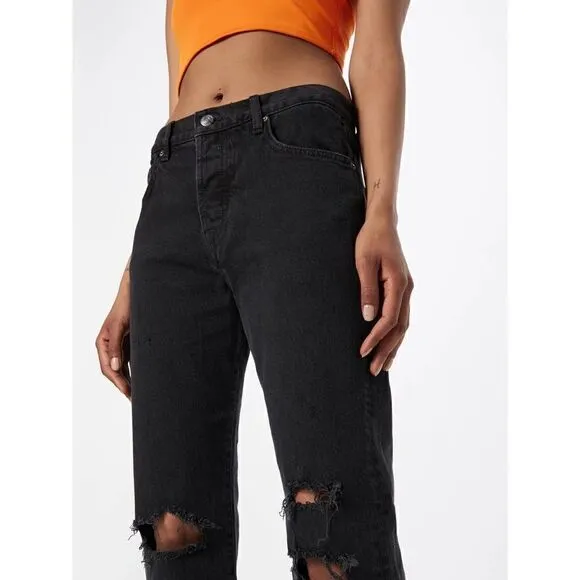 Free People × We The Free Bren Boyfriend Destroyed Jean in Black Magic, Size 24