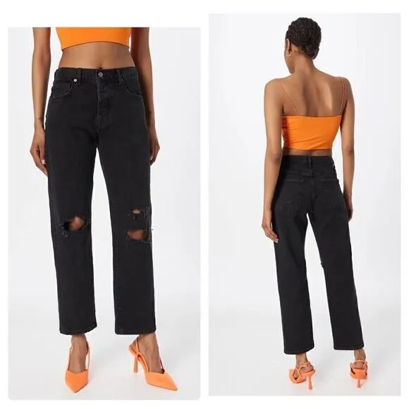 Free People × We The Free Bren Boyfriend Destroyed Jean in Black Magic, Size 24
