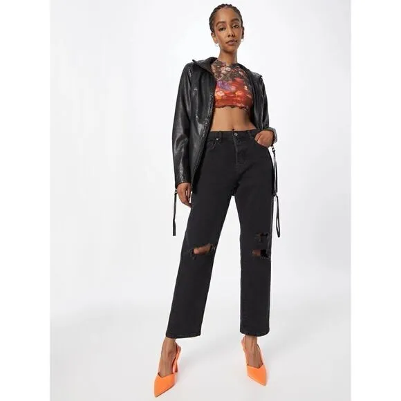 Free People × We The Free Bren Boyfriend Destroyed Jean in Black Magic, Size 24