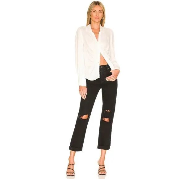 Free People × We The Free Bren Boyfriend Destroyed Jean in Black Magic, Size 24
