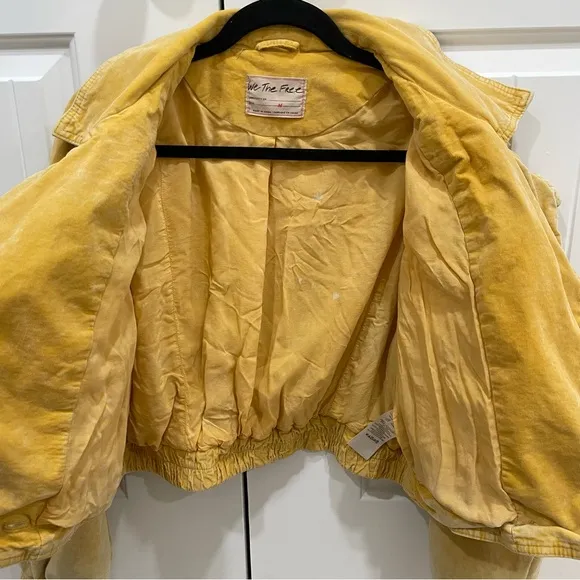 Free People-We The Free-Sure Thing Bomber Jacket Golden Finch-Corduroy Medium