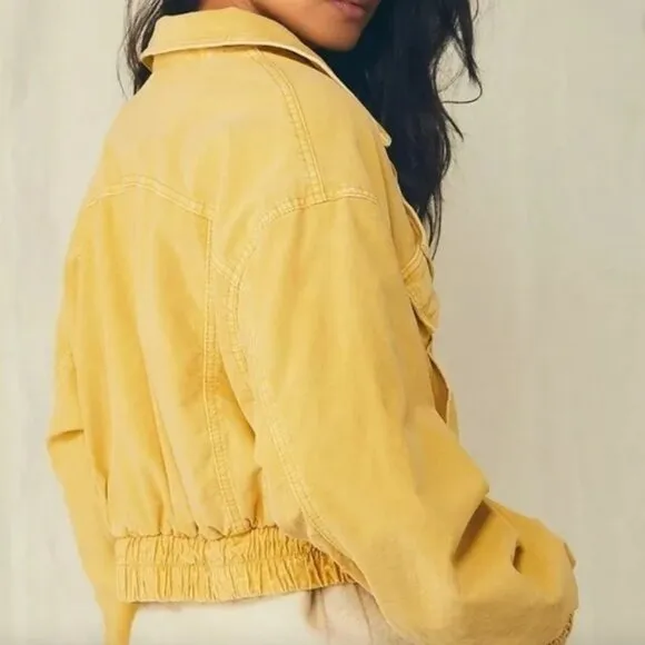Free People-We The Free-Sure Thing Bomber Jacket Golden Finch-Corduroy Medium