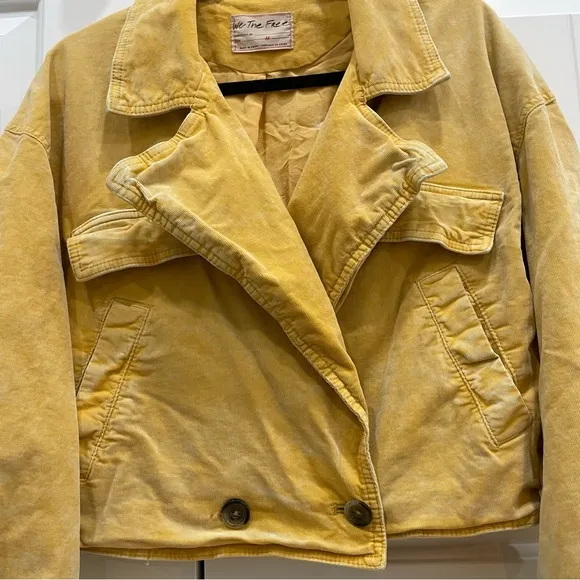 Free People-We The Free-Sure Thing Bomber Jacket Golden Finch-Corduroy Medium