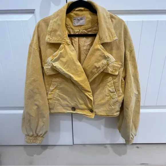 Free People-We The Free-Sure Thing Bomber Jacket Golden Finch-Corduroy Medium