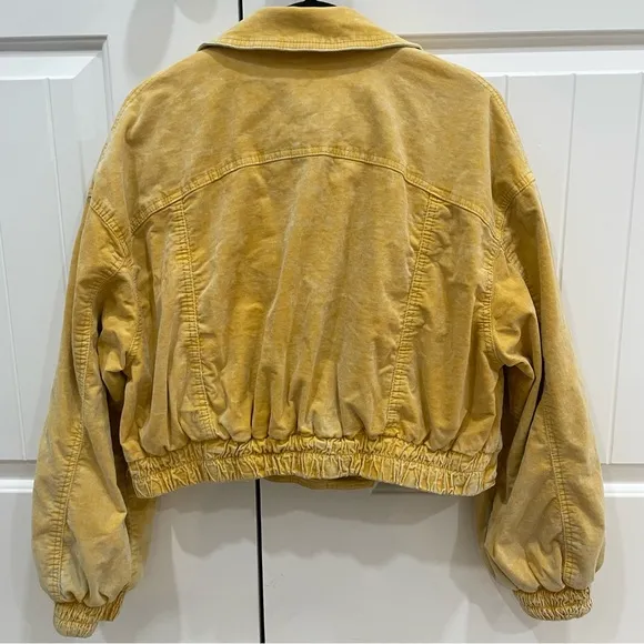 Free People-We The Free-Sure Thing Bomber Jacket Golden Finch-Corduroy Medium