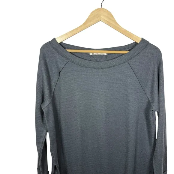 Free People Women’s Snowy Oversized Thermal Slouchy Top in Charcoal Grey L