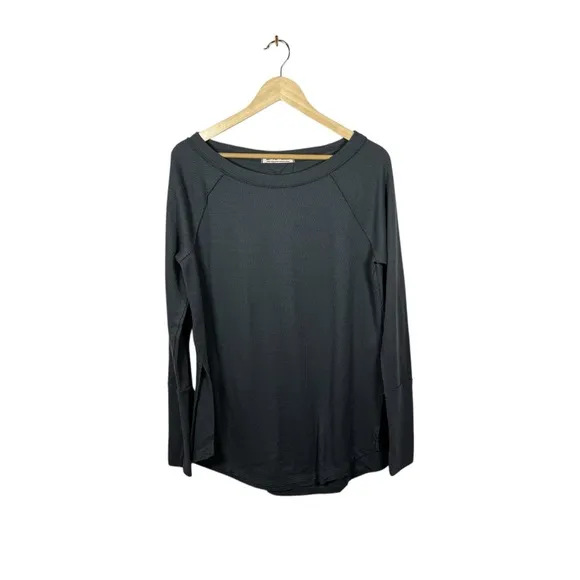 Free People Women’s Snowy Oversized Thermal Slouchy Top in Charcoal Grey L