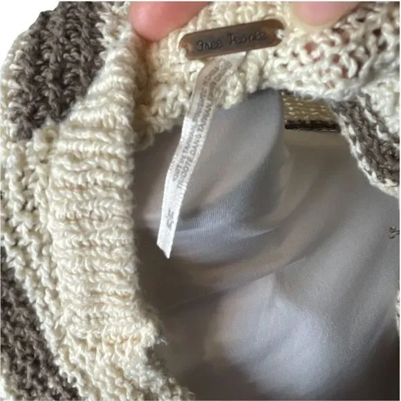 Free People oversize knit sweater cream brown stripe medium