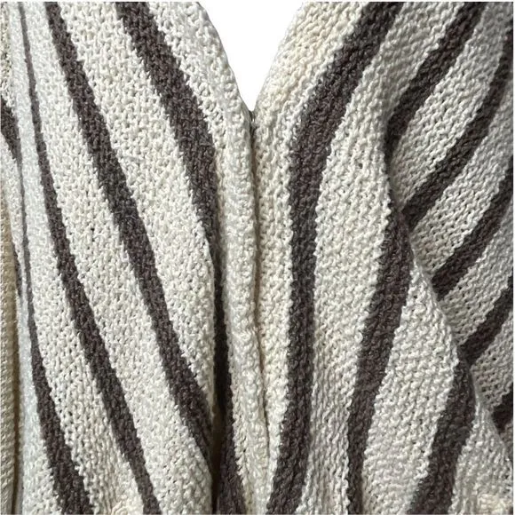 Free People oversize knit sweater cream brown stripe medium