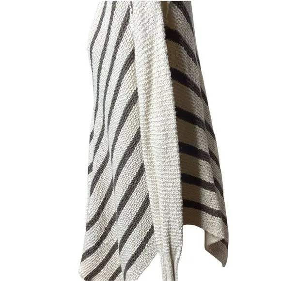 Free People oversize knit sweater cream brown stripe medium