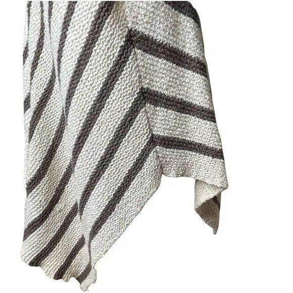 Free People oversize knit sweater cream brown stripe medium