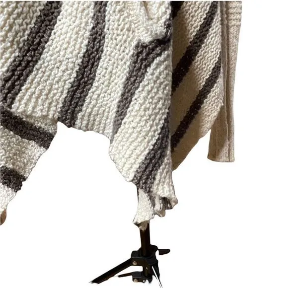 Free People oversize knit sweater cream brown stripe medium