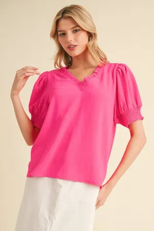 Frill Puff Pink Top