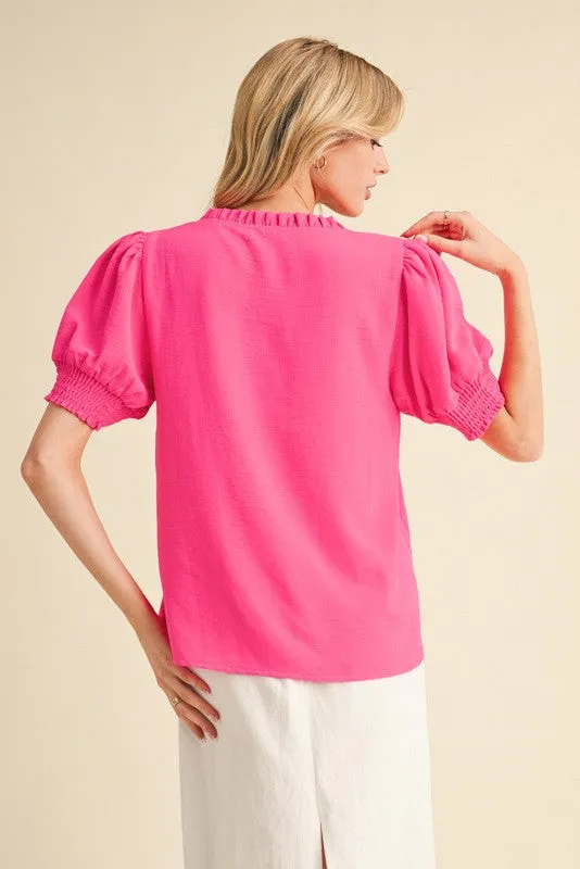 Frill Puff Pink Top