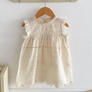 Frilled Sleeve Floral Embroidery Summer Dress