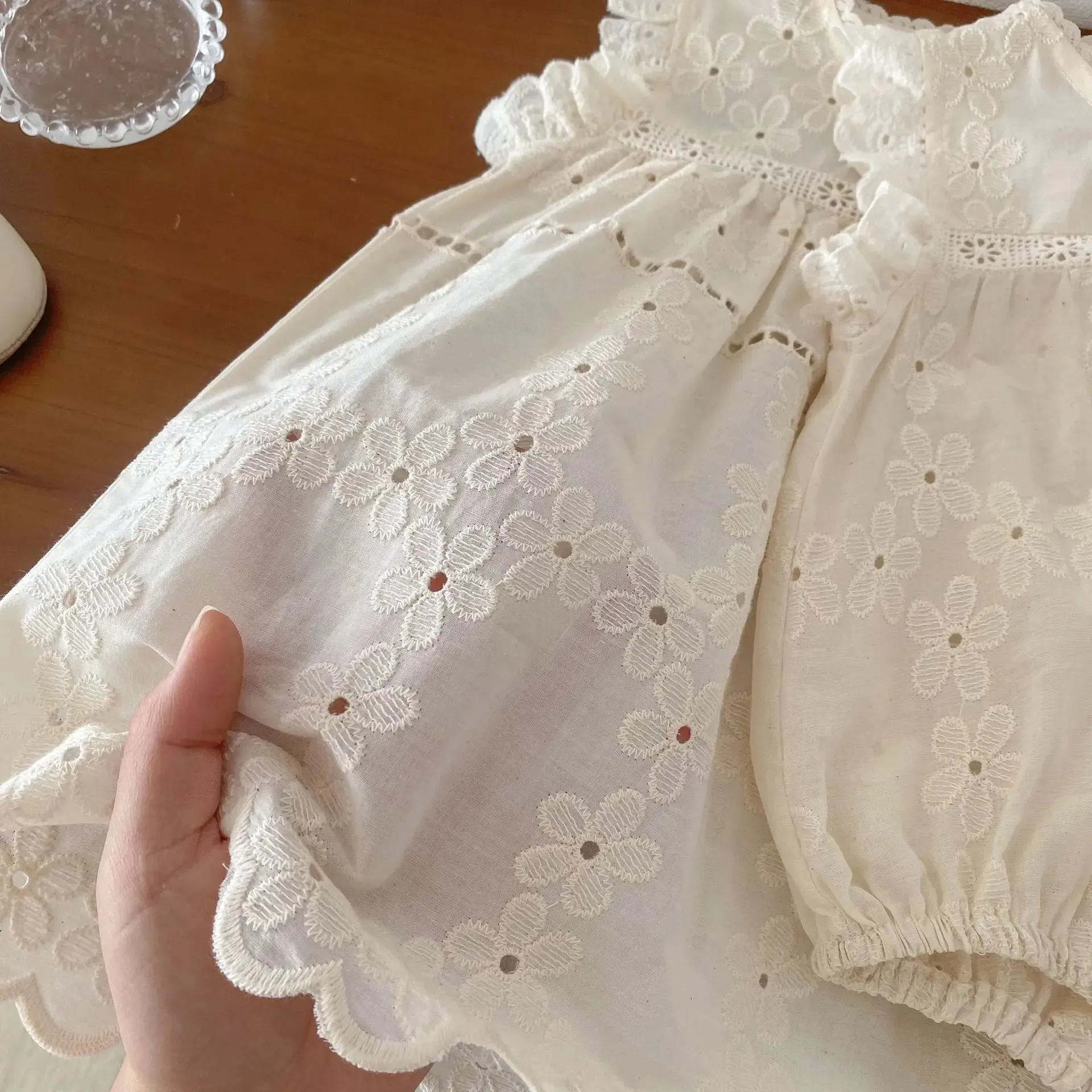 Frilled Sleeve Floral Embroidery Summer Dress