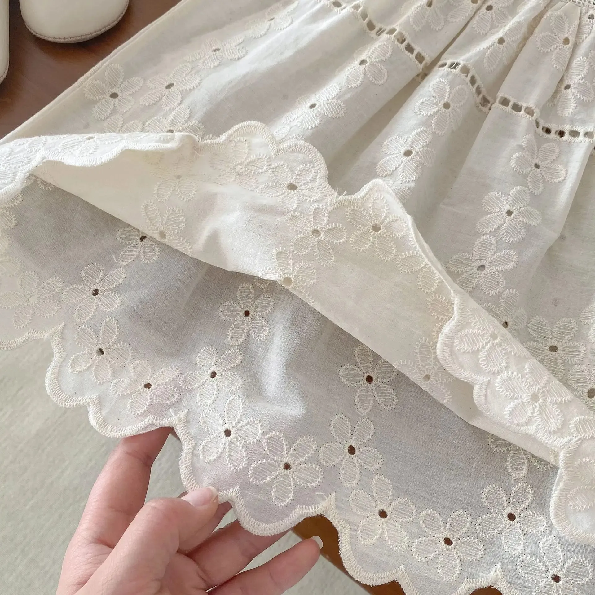 Frilled Sleeve Floral Embroidery Summer Dress
