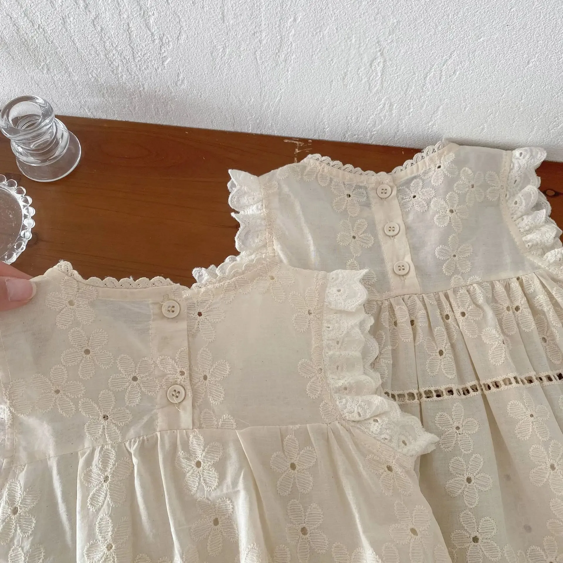 Frilled Sleeve Floral Embroidery Summer Dress