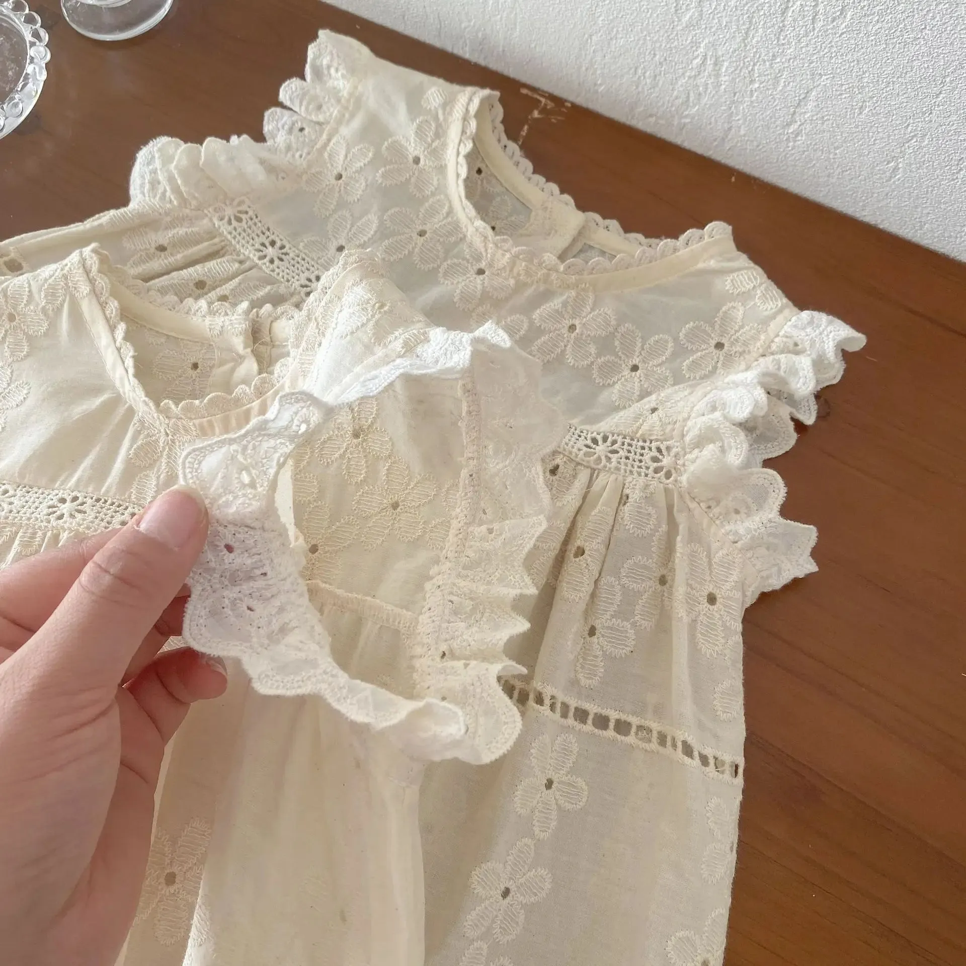 Frilled Sleeve Floral Embroidery Summer Dress