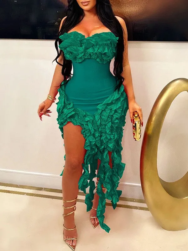 Frilled Strapless Dress
