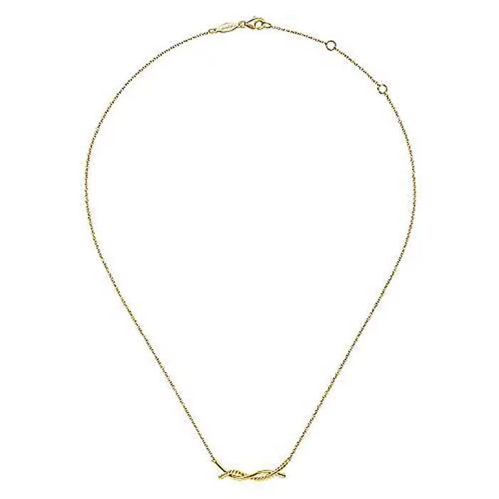 Gabriel & Co. 17" Plain and Twisted Rope Pendant/Necklace in 14K Yellow Gold
