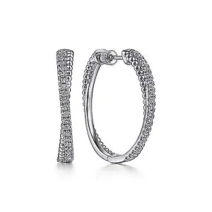 Gabriel & Co. Twisted Bujukan White Sapphire Hoop Earrings in Sterling Silver
