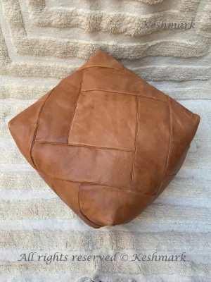 Genuine Leather pouf, Square Ottoman pouf, Large Ottoman Pouf, Square Footstool, Ottoman Coffee Table, Moroccan Leather Pouf
