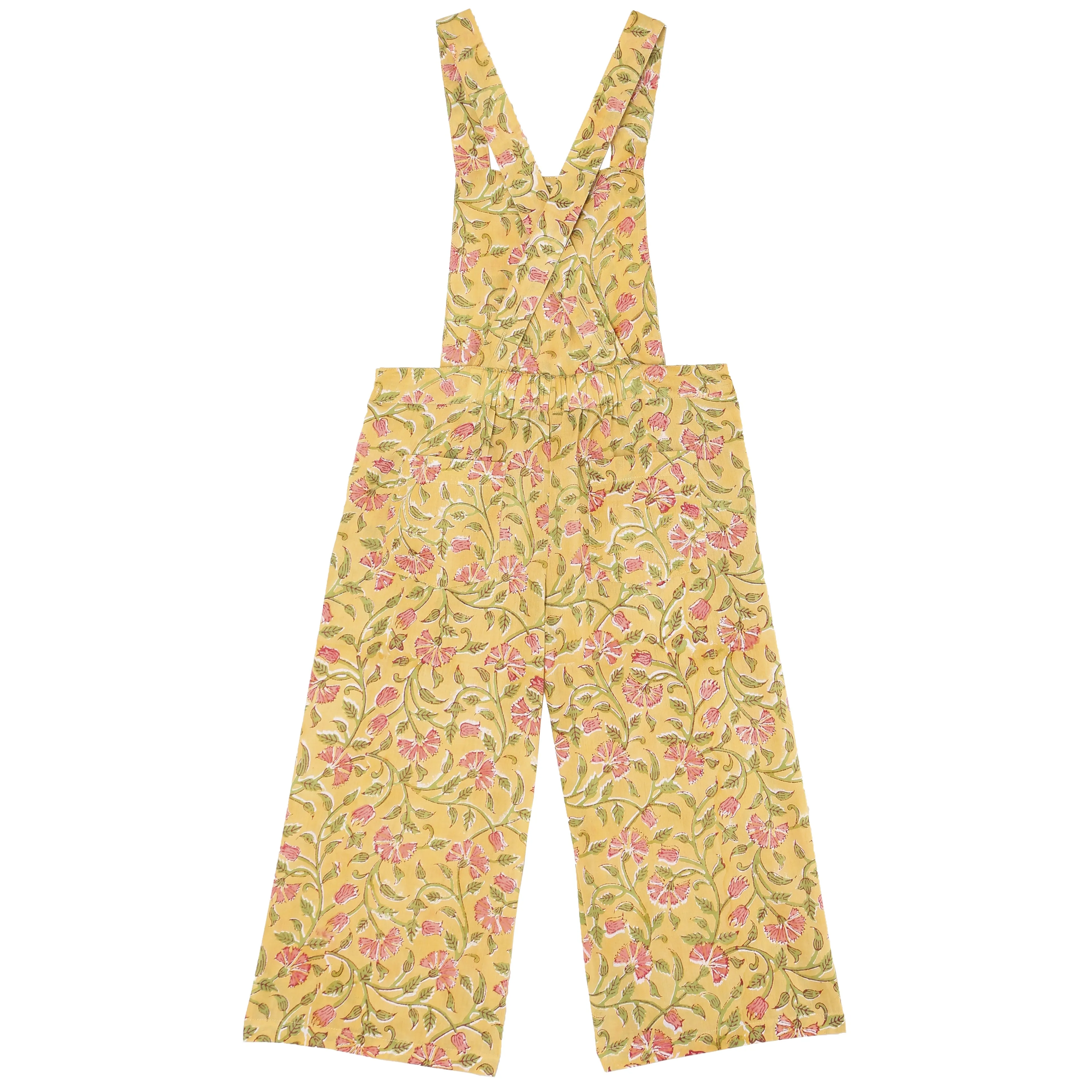 Girls Flower Dungarees
