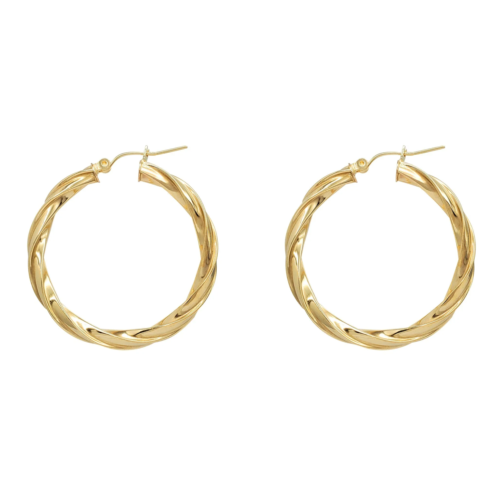 Glossy Twist Hoop Earrings (10K)