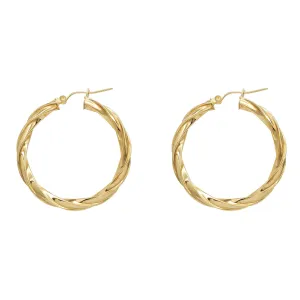 Glossy Twist Hoop Earrings (10K)