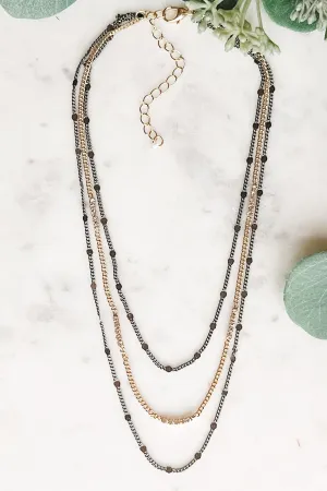Gold & Hematite Layered Necklace