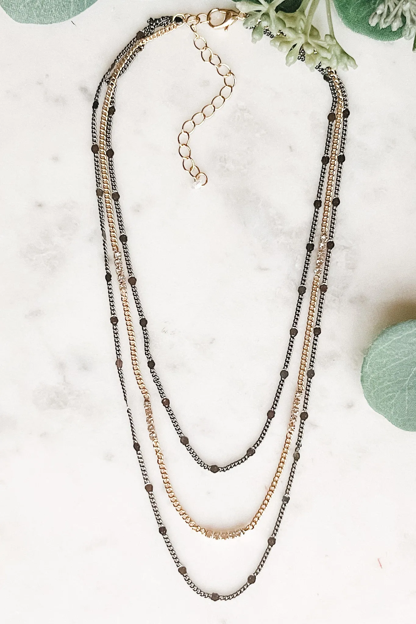 Gold & Hematite Layered Necklace