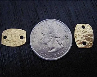 Gold Bronze Hammered Textured Tab Jewelry Link Connector and Earring Charm (one) (N)